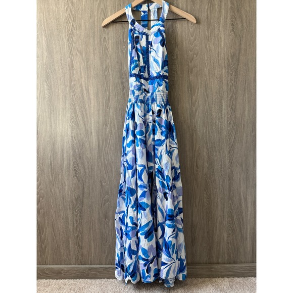 Abel The Label Dresses & Skirts - Abel The Label Maxi Dress Womens XS Blue Floral Boho Halter Backless Flowy